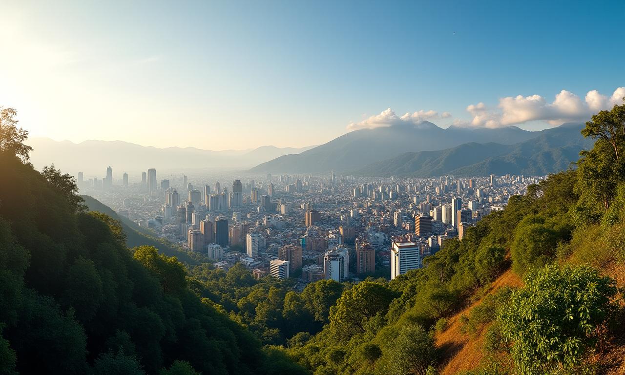 Paisaje urbano de Bogotá con espacios verdes